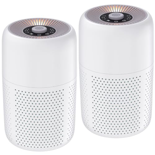 2 Pack YARIKI Air Purifiers for Bedroom with H13 True HEPA Filter,360° Air Intake,Essential Oil Diffuser,Night Light, 24dB Quiet Compact Air Purifier,P60