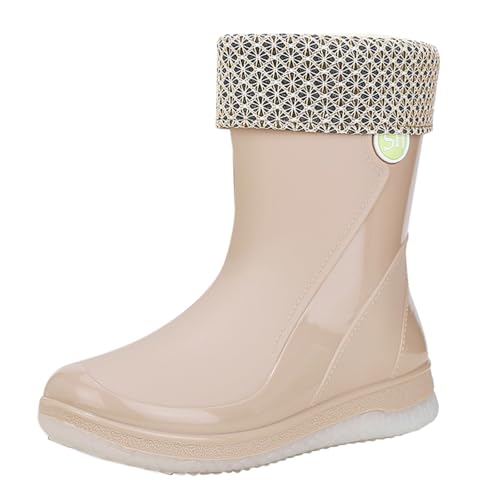 Botas de goma para mujer de media altura, resistentes al agua, antideslizantes, forradas, cortas, botas de lluvia, botines de goma, para jardinería, botas bajas, botas de jardín, exteriores, tallas