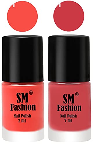 Image of Long Lasting Nail Polish | Nail Paint Combo 7 ml Each) - Set of 2 Coral-Punch Pink