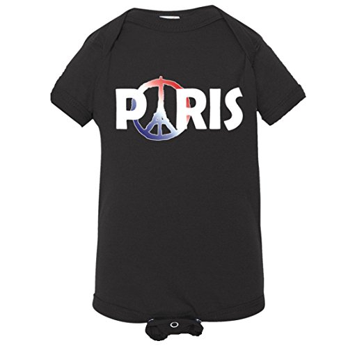 Baby Paris Peace Symbol Stop Terrorism Jean Jullian Onsie-Blk-24M Black