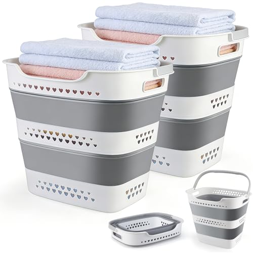 Collapsible Laundry Baskets Foldable Pop Up Laundry Hamper Plastic with