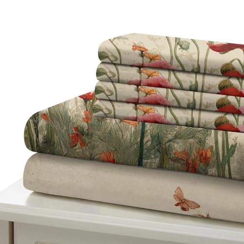 Parure de lit fleurs de pavot 3D microfibre ultra douce