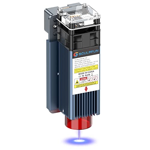 SCULPFUN S9 Laser Module, 90W Effect Laser Engraver Module with 0.06mm Ultra-Fine Compressed Spot, 5.5-6W Optical Power, DIY Laser Module Head for Laser Cutting, Compatible with Most Laser Engraver