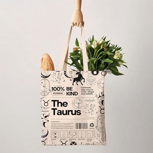 G2TUP Taurus Inspired Gift 100% Human Be Kind The Taurus Tote Bag Astrology Lover Handbag Zodiac Taurus Merch2