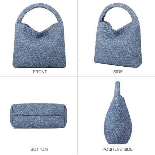 Image of Queenoris Fashion Hobo Bags for Women Top-handle Shoulder Bag Vegan Leather Purses Soft Summer Tote Bag | WOVEN
