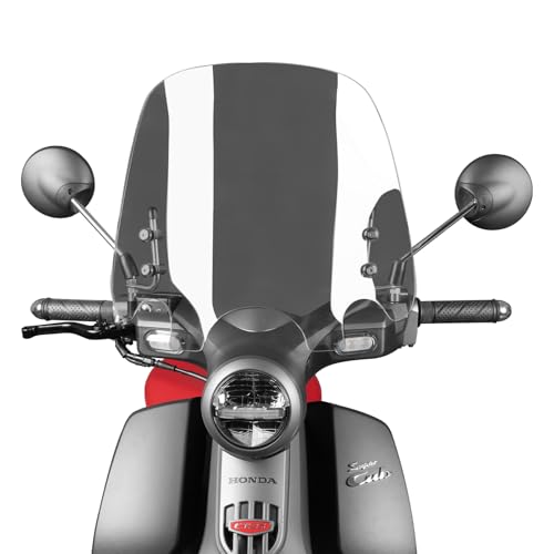 Entrotech ホンダ リトルカブ スーパーカブ（C110/C125) ウインドスクリーン ウインドシールド フロントグラス 風防 バイク クリア スモーク オートバイ用 風防 バイクフロントガラス オートバイ 延長式 日本語説明書付き (スモーク, 40cm)