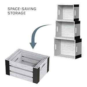 Set of 3 Wooden Crates - Rustic Home Decor, Wooden Nesting Crates, Storage Boxes, White Set of 3 Wooden Crates Rustic Home Decor Wooden Nesting Crates Storage Boxes White