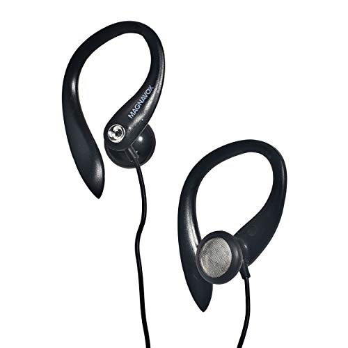 Magnavox Mhp4854-Bk Earhook Earbuds With Microphone In Black | Available In Black & White | Earbuds Earhook With Microphone | Extra Value Comfort Stereo Earbuds | Durable Rubberized Cable | #TOP5