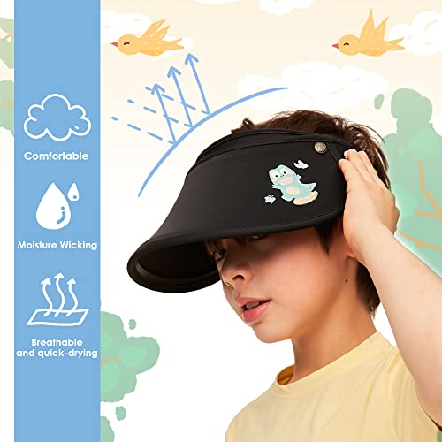 Kids Sun Visor Hats Boys Girls Adjustable Large Brim Summer UV Protection Beach Cap 7-14 Years Old UPF50+ YKH3M0872