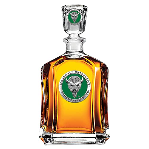 Image of Heritage Pewter Marshall University Capitol Decanter | 24 OZ Whiskey Decanter for Liquor with Airtight Stopper | Expertly Crafted Pewter Glass