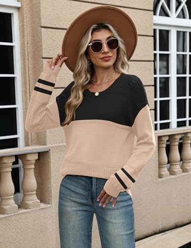 Zeagoo Sweaters for Women Long Sleeve Tops Soft Knit Crew Neck Pullover Sweater Lightweight Crochet 2025 Fall Outfits4