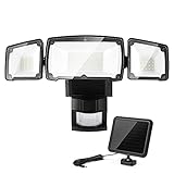 Nekteck Solar Security Lights, 1500LM Solar Motion Sensor Light Outdoor, 3 Adjustable Head Solar Flood Light Outdoor, 5500K, IP65 Waterproof LED Solar Outdoor Lights for Yard, Patio, Garage
