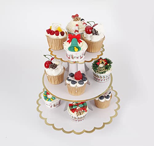 Hanlanbo - Soporte redondo de 3 niveles para cupcakes (12 pulgadas de ancho x 12.8 pulgadas de alto), color rosa, azul y amarillo