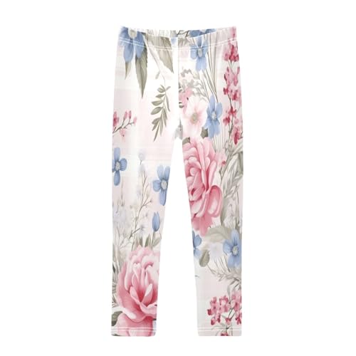 Bolaz Toddler Girls Leggings Printed Yoga Pants Leggings Blue Pink Rose for Kids