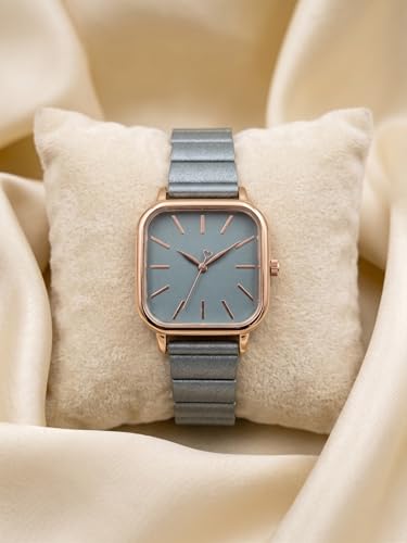 Image of AMERICANVIBER | Premium Square Analog Watch for Women & Girls | Stylish Stainless Steel Strap | Elegant Heart Second Hand | Adjustable Lock | Trendy Ladies Wrist Watch under 499 | Square Case Design | Perfect for Casual | Affordable Fashion Watch for Girls