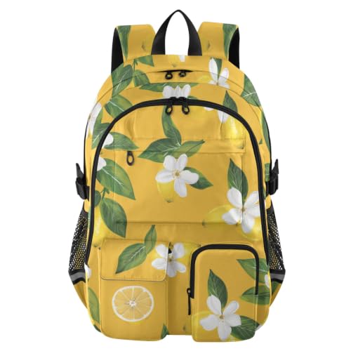 Mochila de viaje para laptop de 17.5 pulgadas y bolsa de trabajo floral amarillo limón