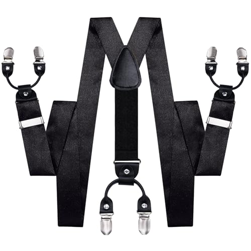Image of Dubulle Suspender and Bow Tie for Men Paisley Solid Mens Suit Braces Pretied Bowtie and Handkerchief Cufflinks Formal Wedding