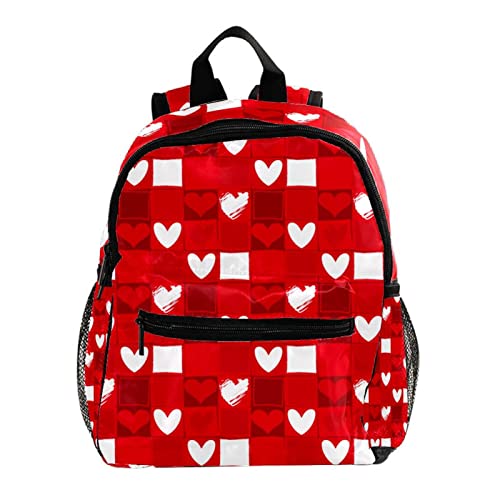 Sac à dos pour enfants de voyage rouge motif cœur et carreaux pour garçon et fille