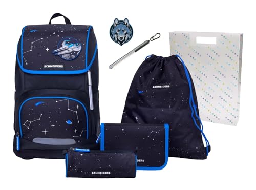 Schneiders satchel leisure backpack Ergoplus 2in1 Schulranzen Set 7 -piece 22L Space Quest black