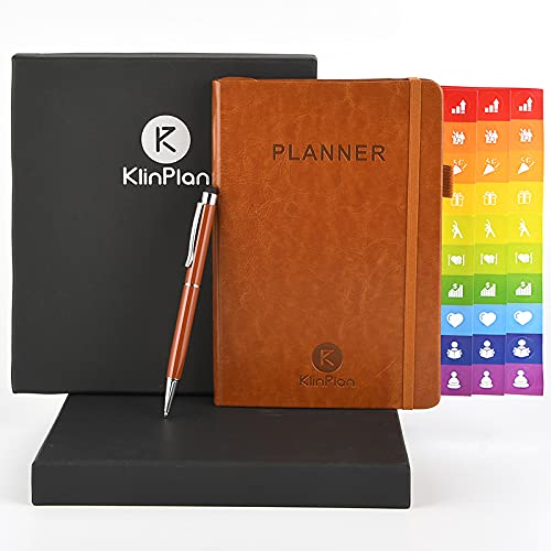 Klinplan Undated Planner, Organiser, Undated Weekly and Monthly Planner, Daily Planner, Organiser, Time Management, Diary, Achieve High Productivity, Gift, A5, 15 X 22 cm, 198 Pages (Brown)