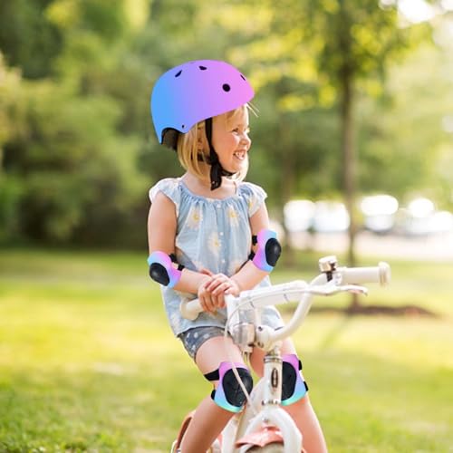 Image of FOOKCIAN Kids Helmet,Toddler Skateboard Helmets for Ages 2-3-5-8-14 Years Boys Girls with Knee and Elbow Pads Wrist Guards fit Roller Skates,Skateboarding,Skating Scooter Adjustable Kids Helmet