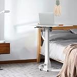 PrimeCables Bureaux mobiles pliables portatifs, Table mobile sur lit réglable pour usage au bureau d'accueil Dortoir Hospital, assis pour se tenir au poste de travail Tiltable Top & 22 Capacités