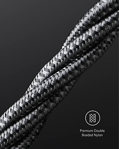 Anker New Nylon USB-C to USB-C Cable (1 ft, 60W), USB 2.0 Type C Charging Cable for MacBook Pro 2020, iPad Pro 2020, iPad Air 4, Samsung Galaxy S21, Nintendo Switch, Pixel, LG, and More (Black, 1ft)