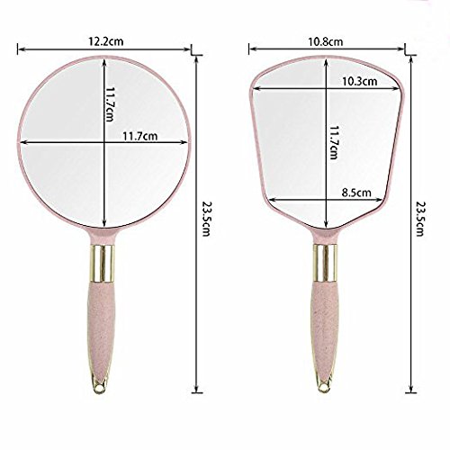 XPXKJ Handheld Mirror with Handle, for Vanity Makeup Home Salon Travel Use (Square Beige)