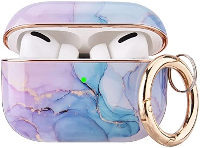 OLEBAND Airpods Pro 2 Case 2022 with Cute Pattern,Hard Protective Cover for Apple Air pod Pro 2nd Generation Case,LED Visible,iPods pro 2 case for Women and Girls,Watercolor Marble