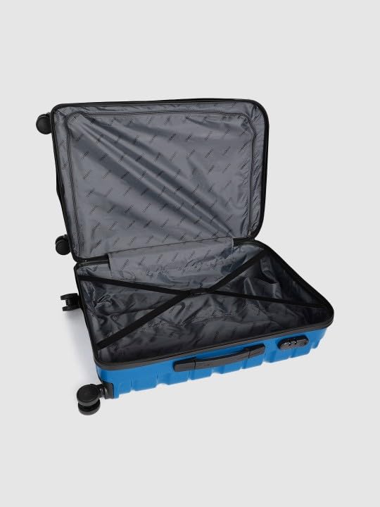 Image of Teakwood 8 Wheels Trolley Set of 2, Hard Cabin with Zipper Closure, Adjustable Push Button & Cross Side Strap, TSA Lock System 360 Degree (Small-Medium, Royal Blue)