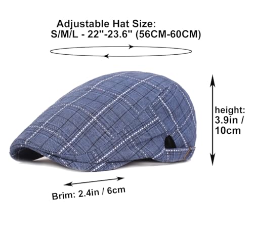 Image of Quanhaigou Men's Cotton Flat Ivy Gatsby Newsboy Driving Hat Adjustable Irish Cabbie Ivy Driving Hunting Cap