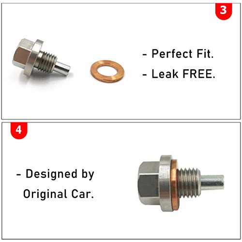 Jaronx M14x1.5 Magnetic Oil Drain Plug, Aluminum Magnetic Sump Drain Nut Oil Drain Bolt Compatible with Most Honda, Hyundai, Acura, Mazda, KIA, Mitsubishi, Ford, and GM With 14x1.5 Threaded