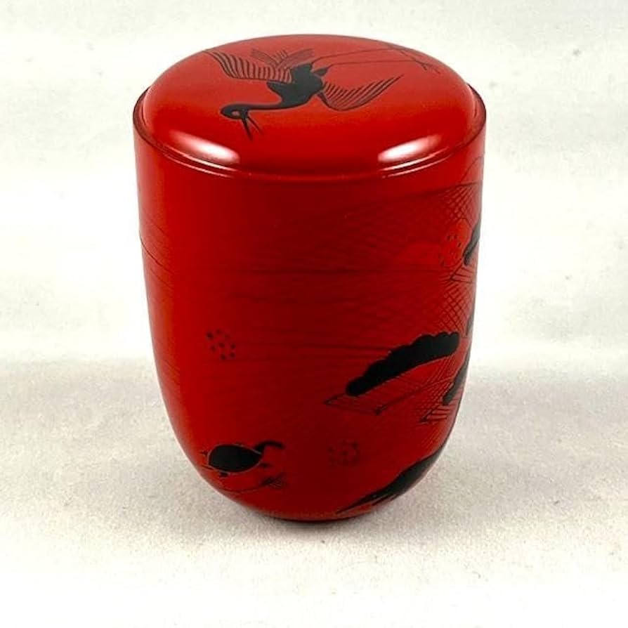 Amazon.co.jp: 曙棗 朱塗 塗師「井筒寛斎」 精中好 玄玄斎好 共箱 漆器