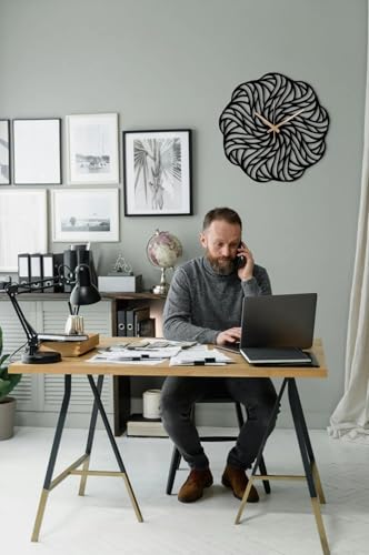Image of Metal Wall Clock for Living Room, Bedroom, Office, Kitchen, Home and Hall, Stylish Designer Big Size Modern Wall Watch for Home Decor Black (Mandala, 40 CMS)