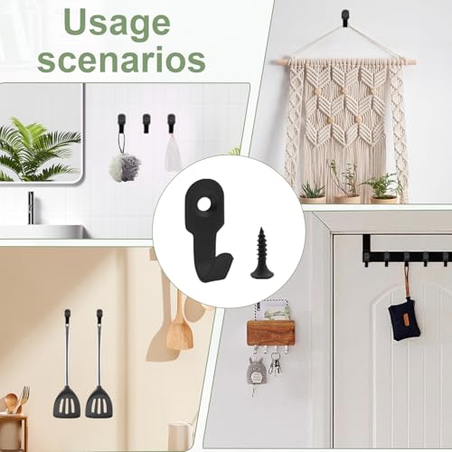 BOULESENM 40 Stück Schlüsselhaken Schwarz,Mini Wandhaken Kleiderhaken,Kleiderhaken wand einzeln,Garderobenhaken Einzeln,wandhaken zum schrauben,Mantelhaken EisenHaken für Schlafzimmer, Wohnzimmer