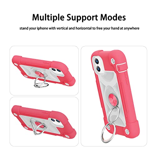 Image of MARKILL Compatible with iPhone with Built-in 360Rotating Ring Stand, Military Grade Drop Protection Full Body Rugged Heavy Duty Case Durable Cover (Hot Pink, iPhone 11 6.1 inch)