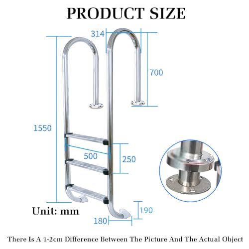 Escalera para piscina de acero inoxidable 3 pasos miniatura 2