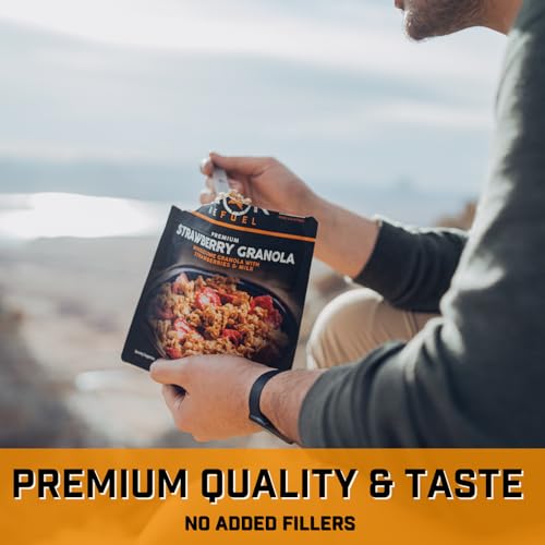 Peak Refuel Strawberry Granola | Premium Camping MRE Meals | 100% Real Fruit | 23g Protein | 2 Servings | Just Add Water
