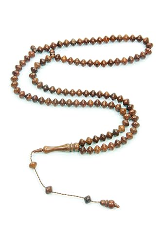 ihvan online, Cuentas de oración islámica (8 mm, 99 cuentas), cuentas de oración musulmana de piedra natural, dhikr tasbeeh, regalo Subha Tasbih para Ramadán, Hajj Umrah, rosario musulmán Kuka, cortes