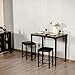 Giantex 3-Piece Dining Table Set for 2, Bar Table with Counter Height, Faux Marble Tabletop, Metal Frame, 330Lbs Bar Stools, Space Saving Dinette Set for Kitchen Pub Small Apartment Living Room