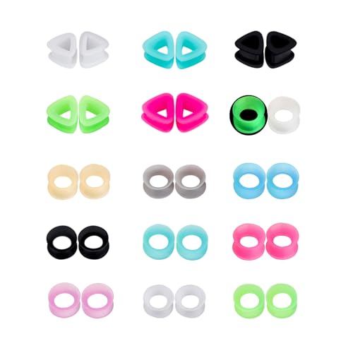 Ear Gauges Thin Silicone Earrings tunnel Double Flared Plugs Ear Expander Piercing Jewelry 15 Pairs2