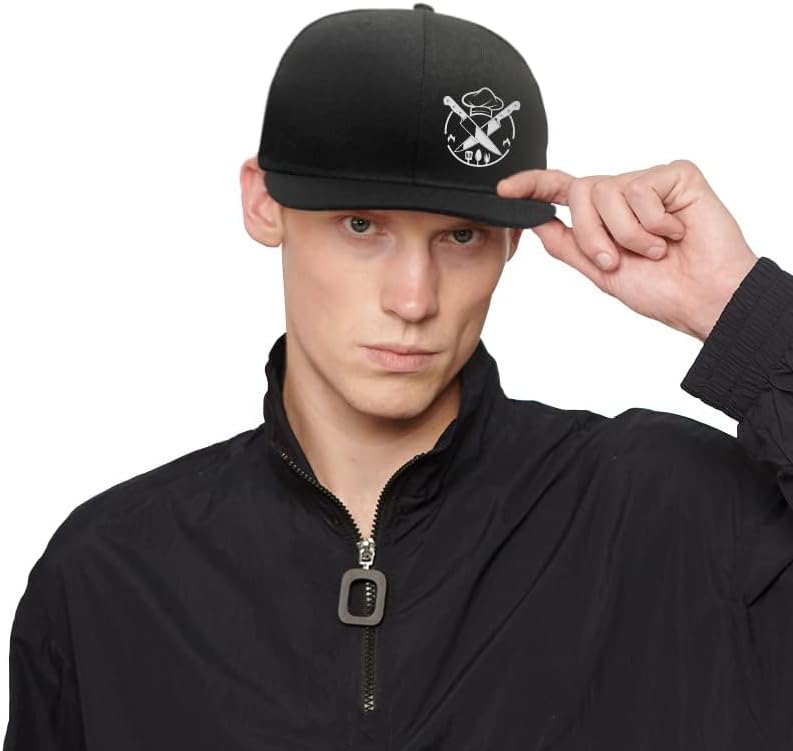 Chef Knife Mens Hat Snapback Hats for Men Funny Knives Spatula Kitchen Adjustable Baseball Cap Flat Bill Hat for Women Chef Themed Outdoor Grill Fisherman Black Fitted Hat for Outdoor - Image 8