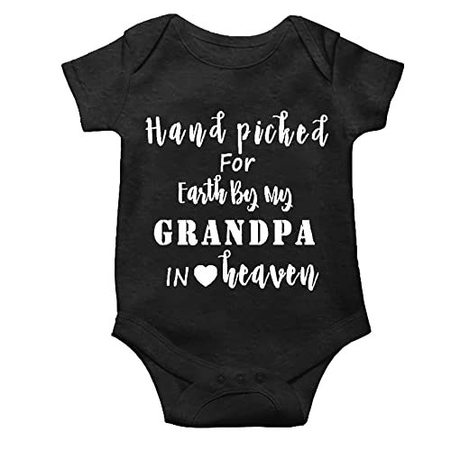 Image of Handpicked for Earth by My Grandpa in Heaven Baby Bodysuit/Baby Announcement, Baby Clothing Long Sleeve White
