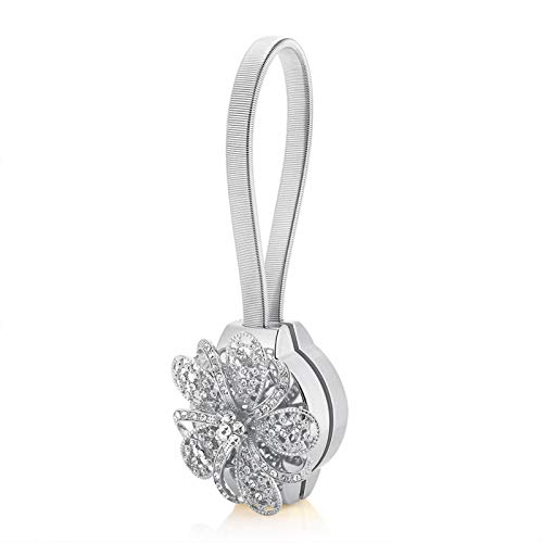 Retractable Magnetic Flower Curtain Clip Buckle Belt Holder Tie Belt Accessories Home Sliver