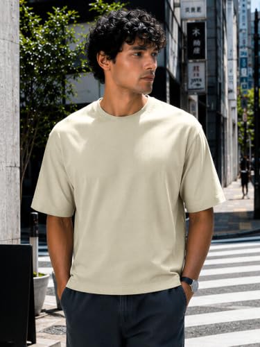Image of XYXX Solid Boxy Oversized Roundneck Tshirt for Men