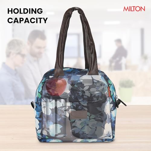Image of MILTON Floral Lunch Bag I Design Tiffin Bag for Office for Men, Women I Eco Friendly, Spacious, Durable I 2.5 L I Blue