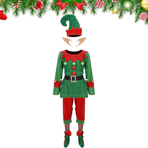 子供用 クリスマス コスチューム - ファンシー 長袖 クリスマスホリデー ドレス | 女の子と男の子と子供のためのサンタクロースヘルパーコスプレ,仮面舞踏会 パーティー イベント 劇場 コスプレ 用