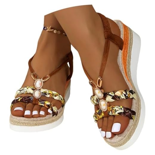 Sandales Compensées Femme Été Chaussures AntidéRapantes Respirantes et Nu-Pieds BohêMe Bout Ouvert Avec Talon Plateforme Elégante Comfy Semi Trailer Sandales