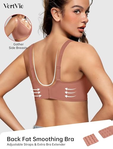 Image of Vertvie Jelly Wireless Bras for Women Push Up Plunge Seamless T-Shirt Bras No Underwire Supportive Full Coverage Bralettes