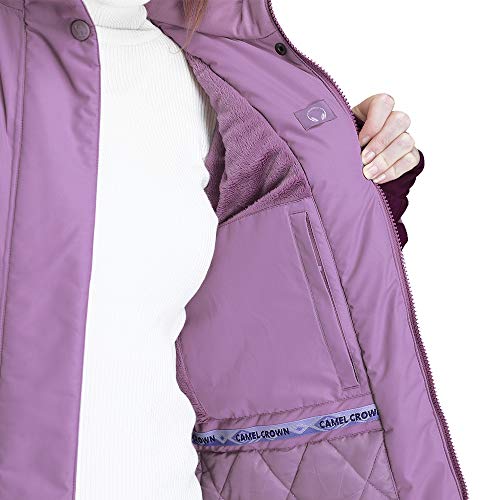 CAMEL CROWN Women’s Mountain Snow Waterproof Ski Jacket Detachable Hood Windproof Fleece Parka Rain Jacket Winter Coat Purple M - image 4